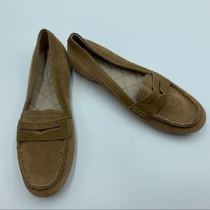 Lands End Suede Slip On Loafers Moccasins Size 8